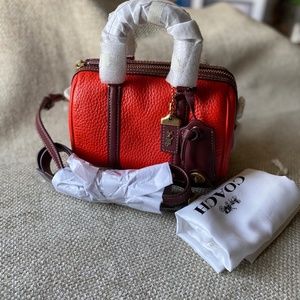 NWT Coach Ruby Satchel 18 in Colorblock Brass/Red Orange Multi, Boston Style